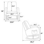 Fauteuil à bascule rembourré avec pochette latérale et dossier haut