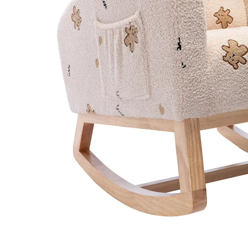 Fauteuil à bascule rembourré avec pochette latérale et dossier haut