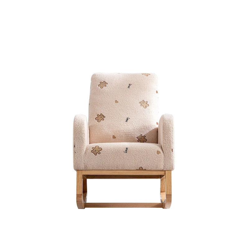 Fauteuil à bascule rembourré avec pochette latérale et dossier haut
