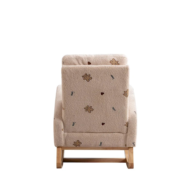Fauteuil à bascule rembourré avec pochette latérale et dossier haut