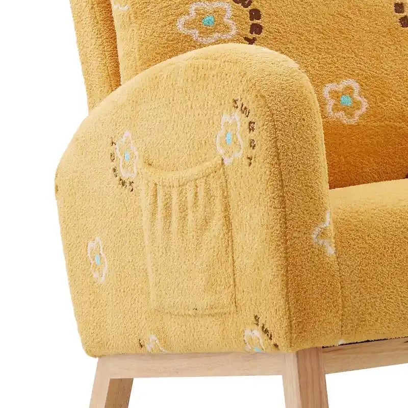 Fauteuil à bascule rembourré avec pochette latérale et dossier haut