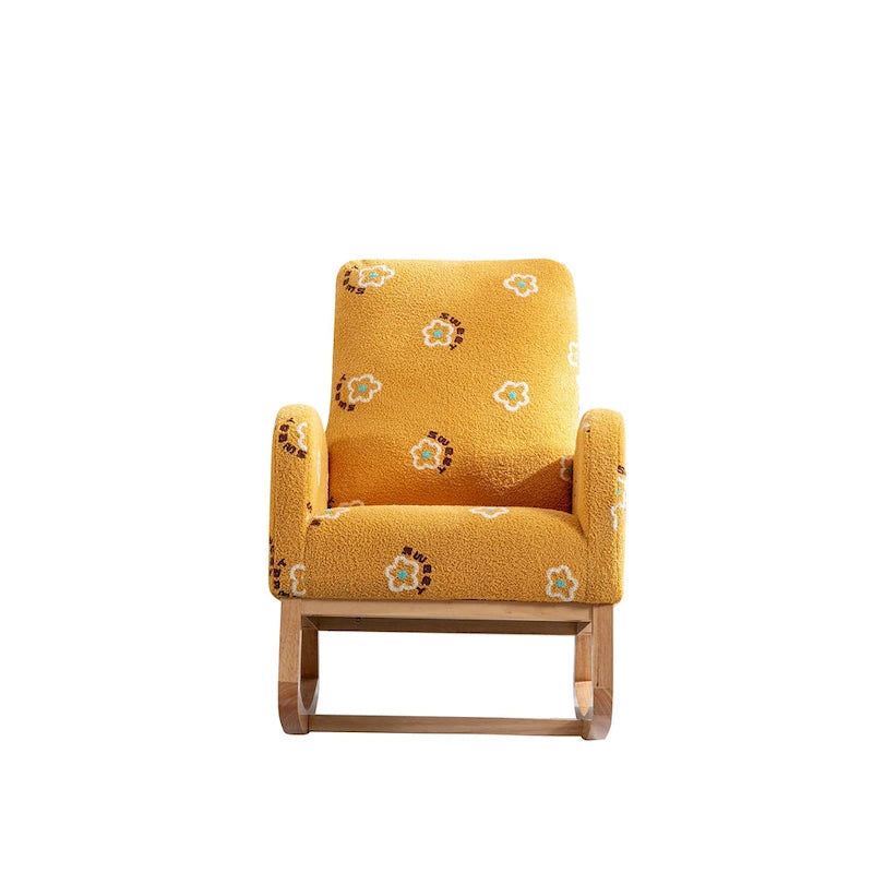 Fauteuil à bascule rembourré avec pochette latérale et dossier haut