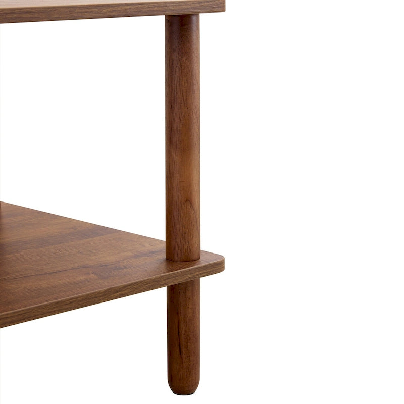 Table basse rectangulaire à 2 niveaux avec étagère de rangement ouverte