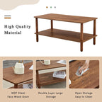 Table basse rectangulaire à 2 niveaux avec étagère de rangement ouverte