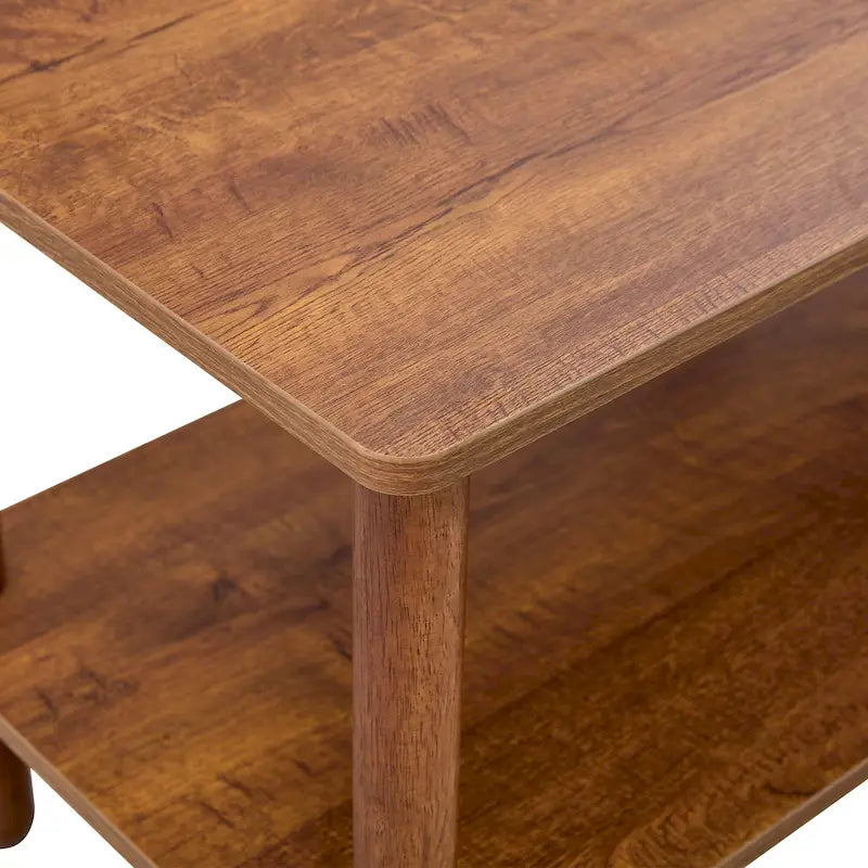 Table basse rectangulaire à 2 niveaux avec étagère de rangement ouverte