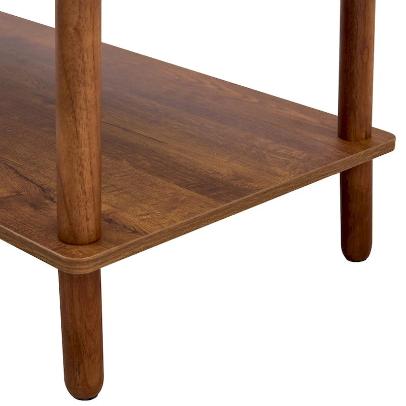 Table basse rectangulaire à 2 niveaux avec étagère de rangement ouverte