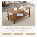 Table basse rectangulaire à 2 niveaux avec étagère de rangement ouverte