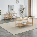 Table basse rectangulaire à 2 niveaux avec étagère de rangement ouverte