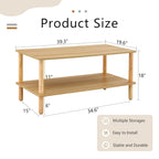 Table basse rectangulaire à 2 niveaux avec étagère de rangement ouverte