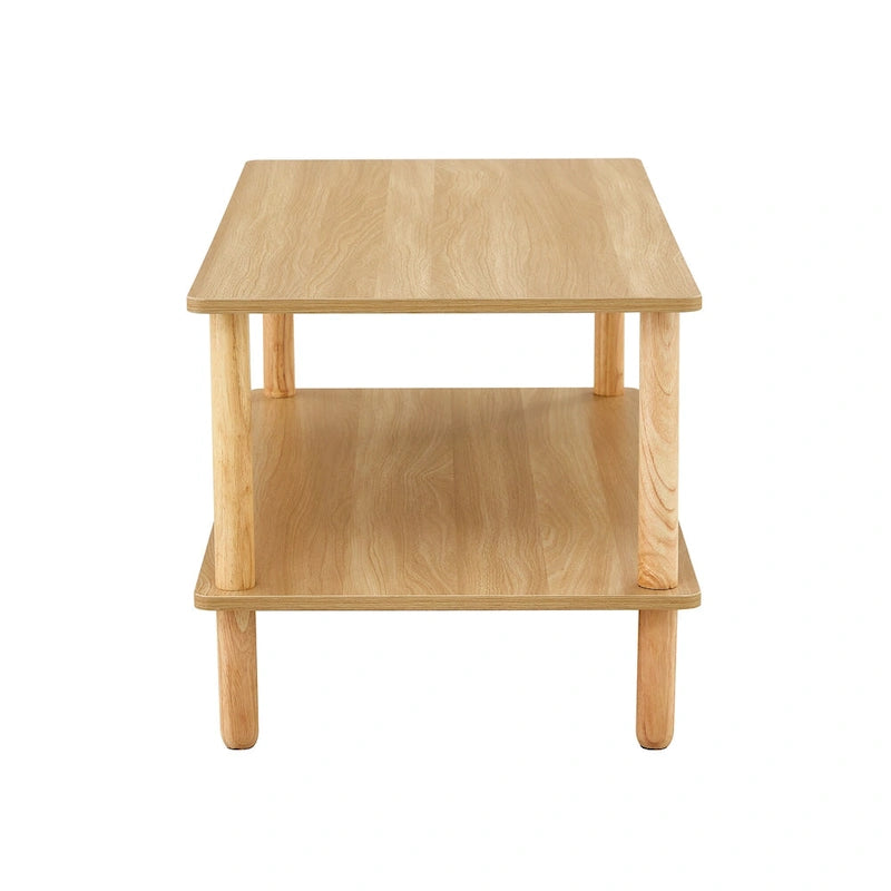 Table basse rectangulaire à 2 niveaux avec étagère de rangement ouverte