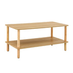 Table basse rectangulaire à 2 niveaux avec étagère de rangement ouverte