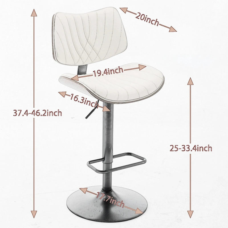 Tabourets de bar pivotants (lot de 2) avec assise rembourrée et hauteur réglable
