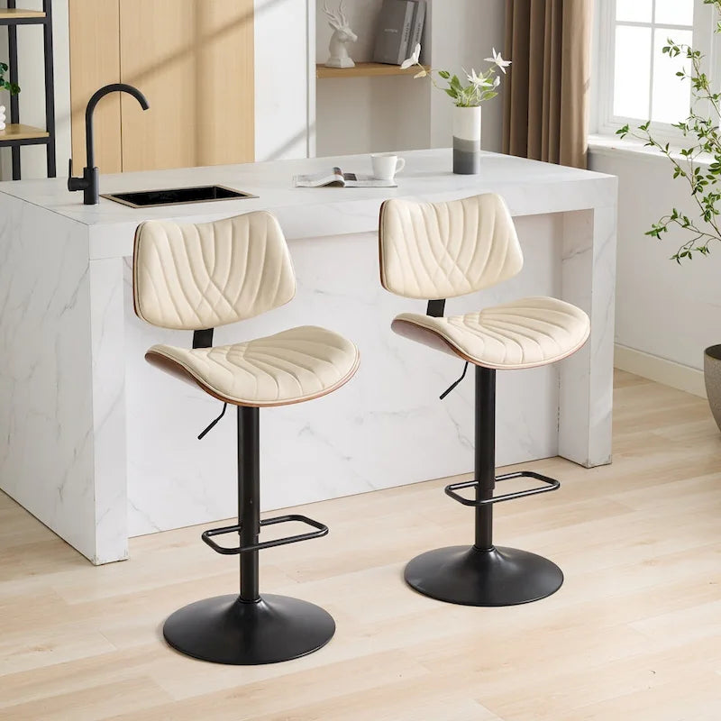 Tabourets de bar pivotants (lot de 2) avec assise rembourrée et hauteur réglable