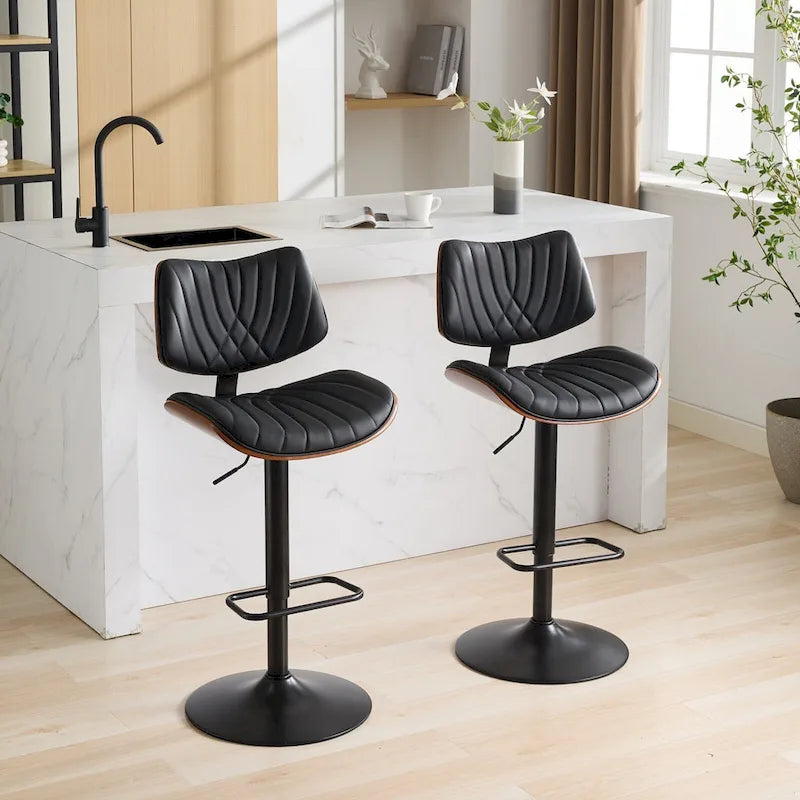 Tabourets de bar pivotants (lot de 2) avec assise rembourrée et hauteur réglable