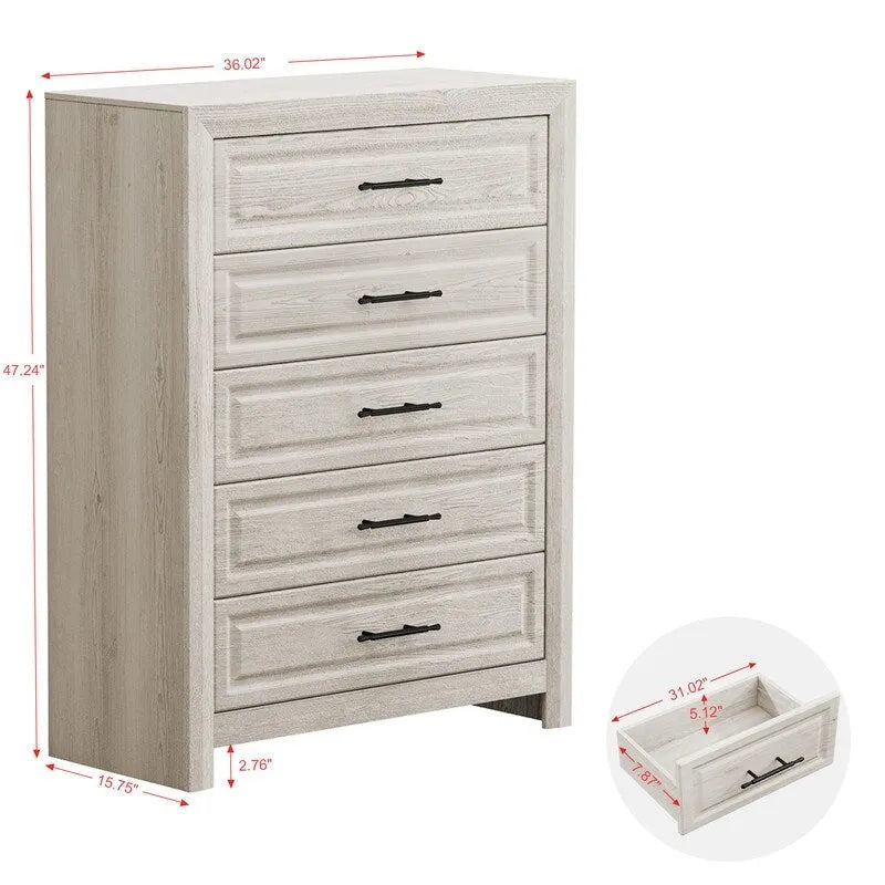 Commode à 5 tiroirs au fini boisé