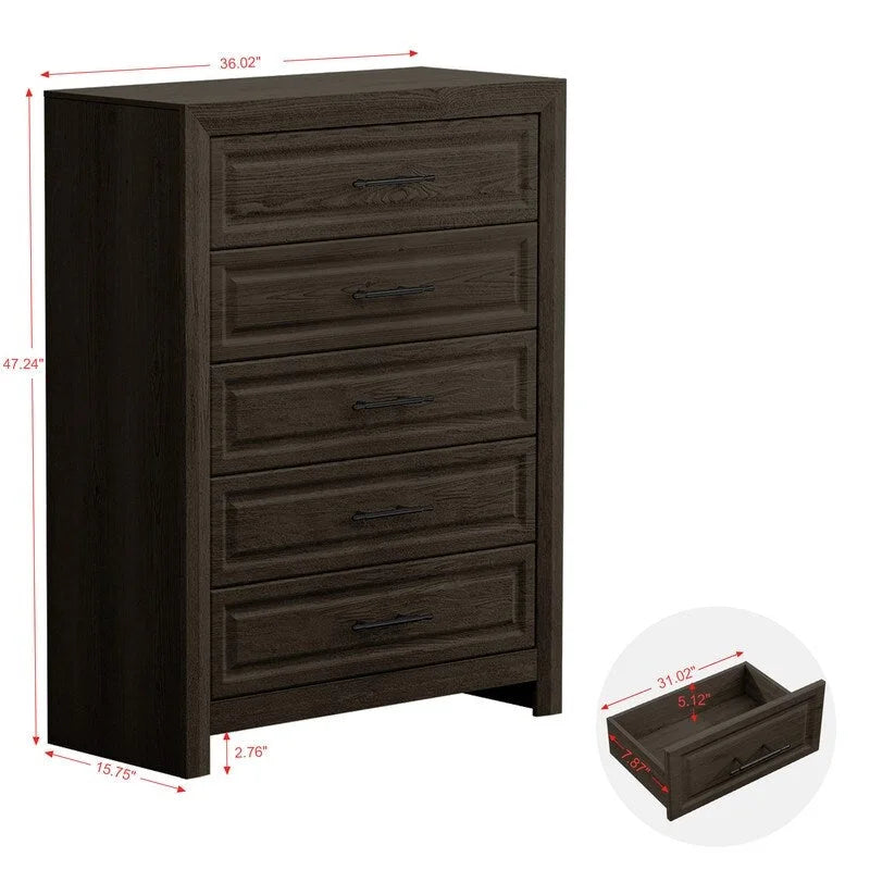 Commode à 5 tiroirs au fini boisé