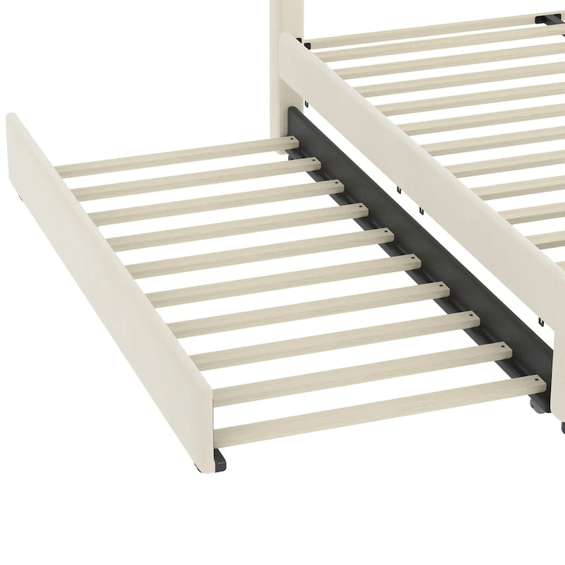 Lit plateforme Queen avec tiroirs de rangement, port USB et veilleuse