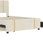 Lit plateforme Queen avec tiroirs de rangement, port USB et veilleuse