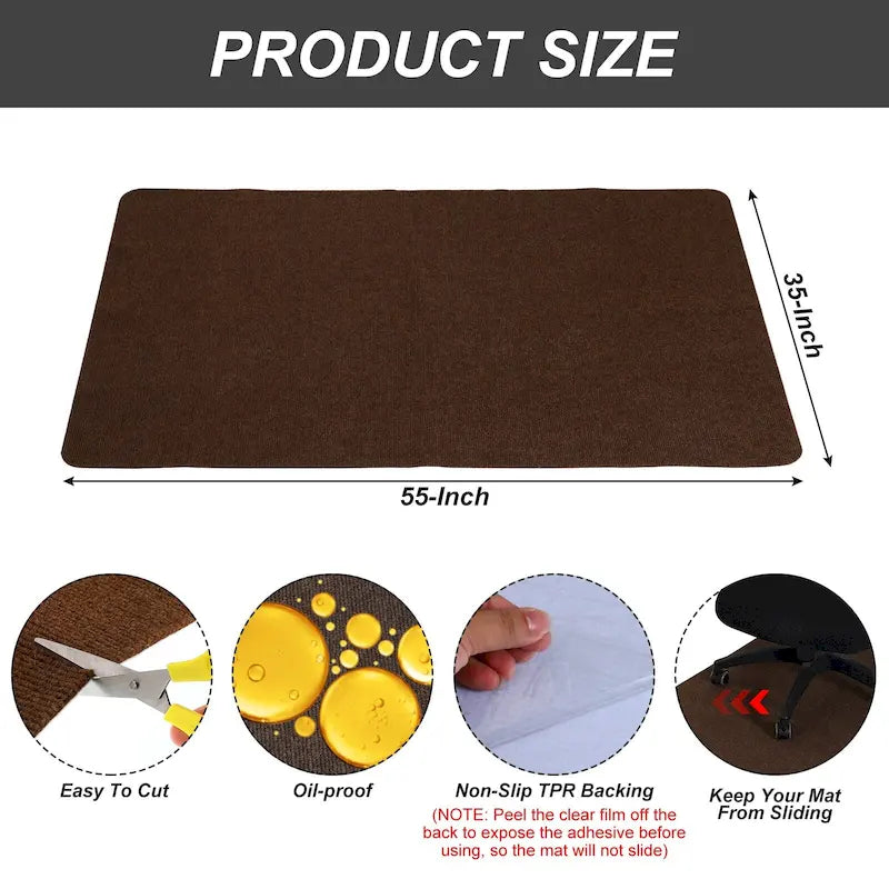Tapis de protection pour chaise de bureau – sols durs – 140 x 89 cm