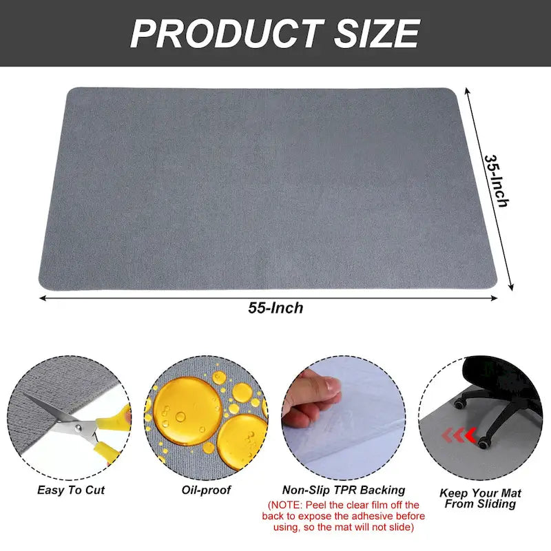 Tapis de protection pour chaise de bureau – sols durs – 140 x 89 cm