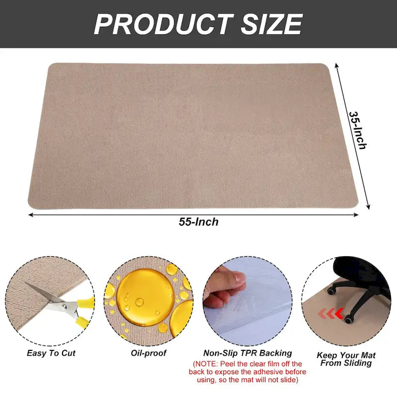 Tapis de protection pour chaise de bureau – sols durs – 140 x 89 cm