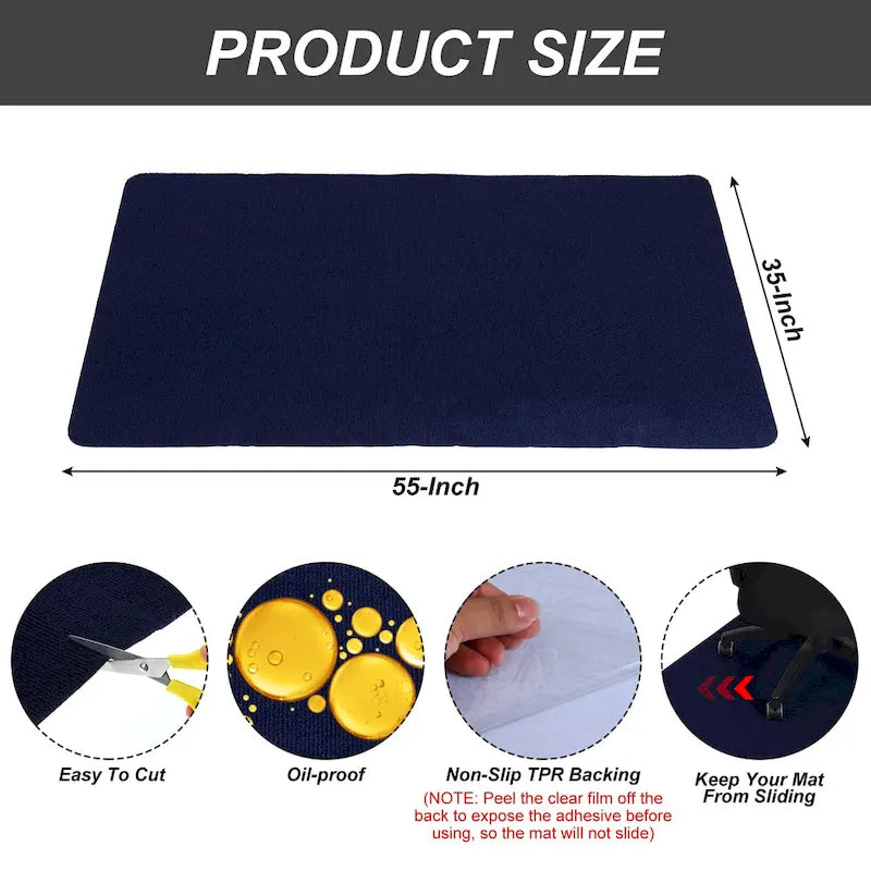 Tapis de protection pour chaise de bureau – sols durs – 140 x 89 cm