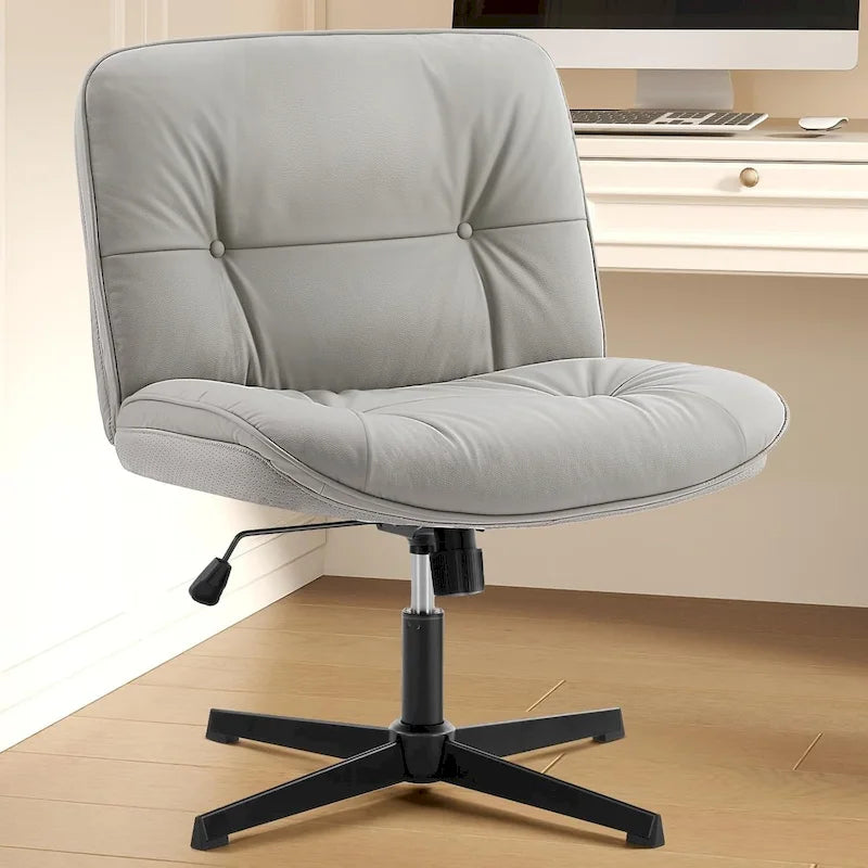 Fauteuil inclinable pivotant sans accoudoirs avec assise large rembourrée et hauteur réglable