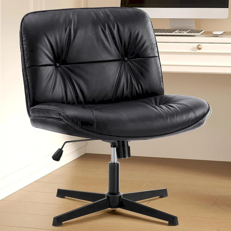 Fauteuil inclinable pivotant sans accoudoirs avec assise large rembourrée et hauteur réglable