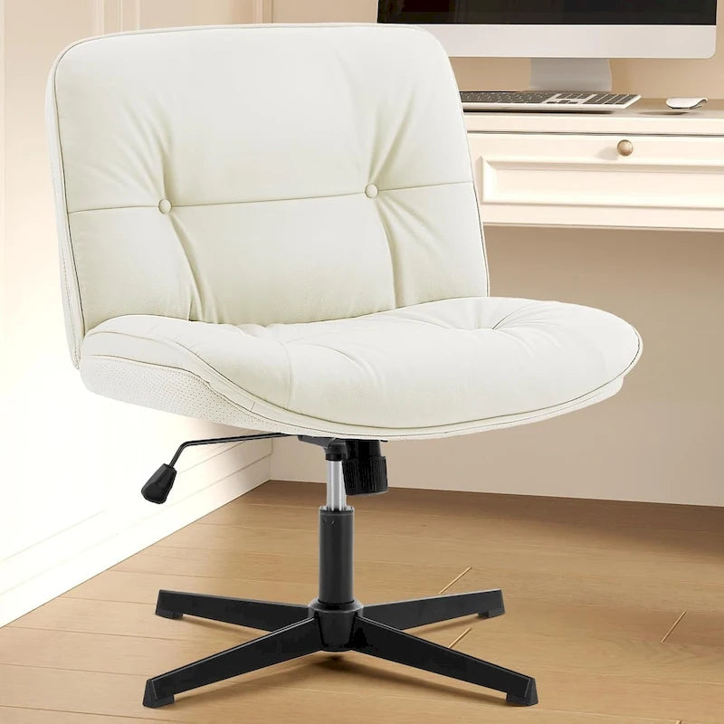 Fauteuil inclinable pivotant sans accoudoirs avec assise large rembourrée et hauteur réglable