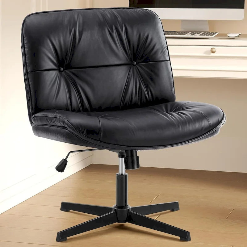 Fauteuil inclinable pivotant sans accoudoirs avec assise large rembourrée et hauteur réglable