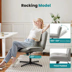 Fauteuil inclinable pivotant sans accoudoirs avec assise large rembourrée et hauteur réglable