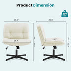 Fauteuil inclinable pivotant sans accoudoirs avec assise large rembourrée et hauteur réglable