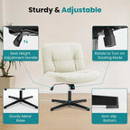 Fauteuil inclinable pivotant sans accoudoirs avec assise large rembourrée et hauteur réglable