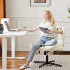 Fauteuil inclinable pivotant sans accoudoirs avec assise large rembourrée et hauteur réglable
