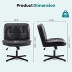 Fauteuil inclinable pivotant sans accoudoirs avec assise large rembourrée et hauteur réglable