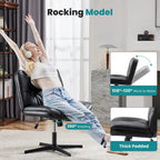 Fauteuil inclinable pivotant sans accoudoirs avec assise large rembourrée et hauteur réglable