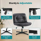 Fauteuil inclinable pivotant sans accoudoirs avec assise large rembourrée et hauteur réglable