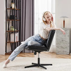 Fauteuil inclinable pivotant sans accoudoirs avec assise large rembourrée et hauteur réglable