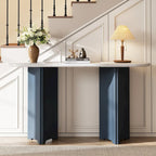 Console d'entrée, Table avec plateau ovale en similicuir marbre pour l'entrée