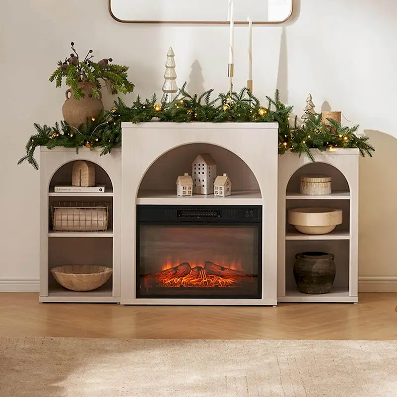 Meuble TV avec cheminée électrique et rangement