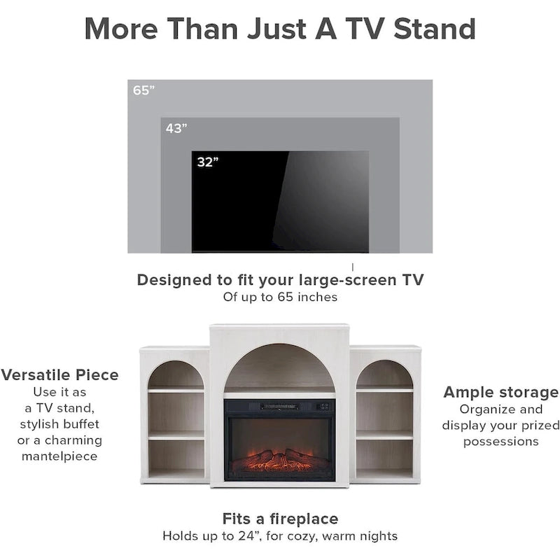 Meuble TV avec cheminée électrique et rangement