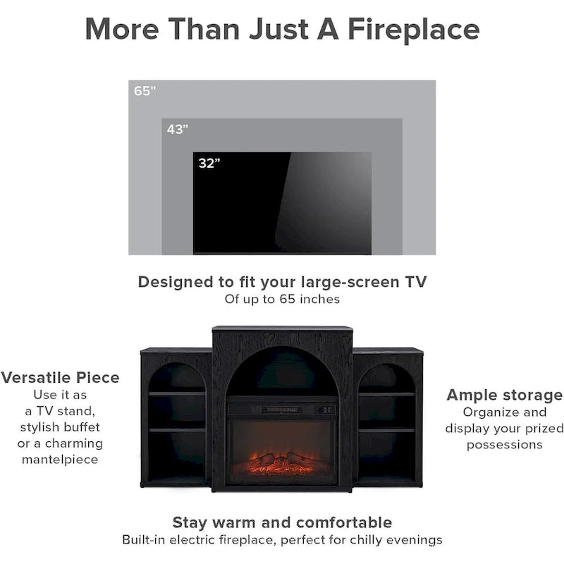 Meuble TV avec cheminée électrique et rangement