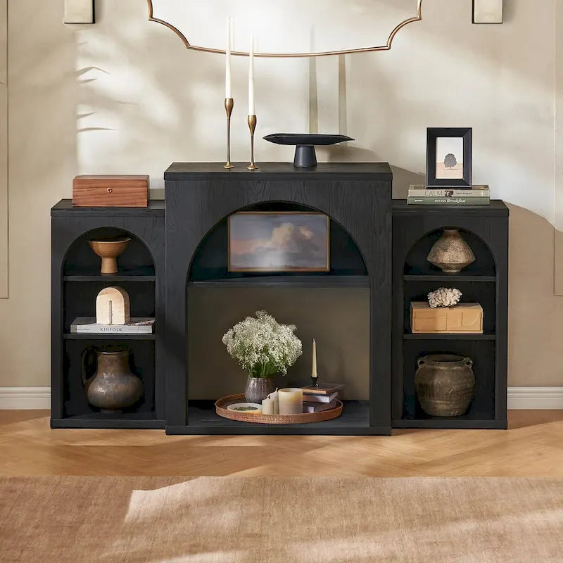 Meuble TV avec cheminée électrique et rangement