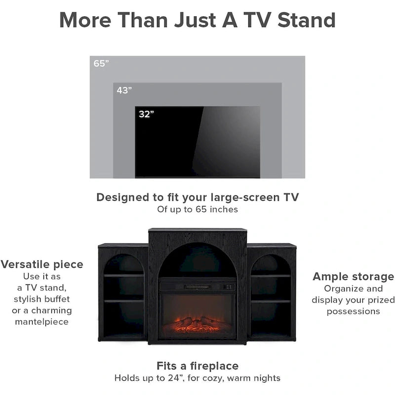 Meuble TV avec cheminée électrique et rangement