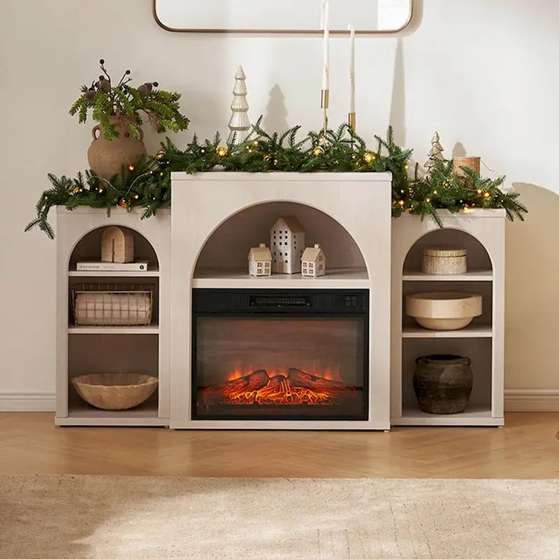 Meuble TV avec cheminée électrique et rangement
