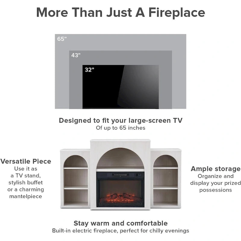Meuble TV avec cheminée électrique et rangement