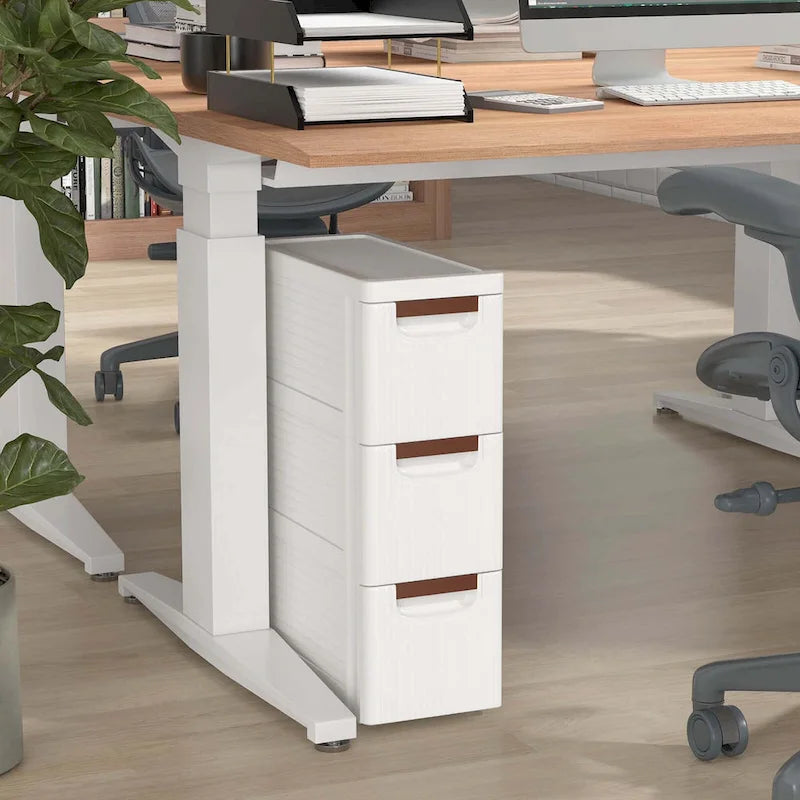 Meuble de rangement roulant étroit à 3 tiroirs avec roulettes