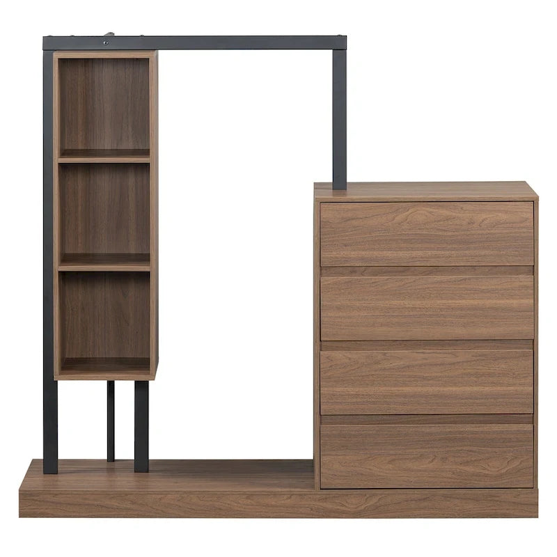 Armoire autonome avec 4 tiroirs, 3 étagères et une tringle de suspension