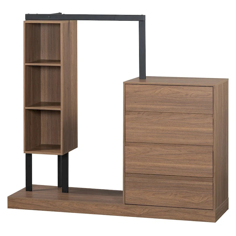 Armoire autonome avec 4 tiroirs, 3 étagères et une tringle de suspension