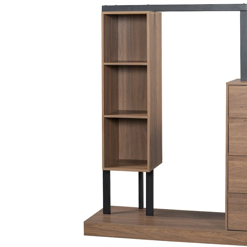 Armoire autonome avec 4 tiroirs, 3 étagères et une tringle de suspension